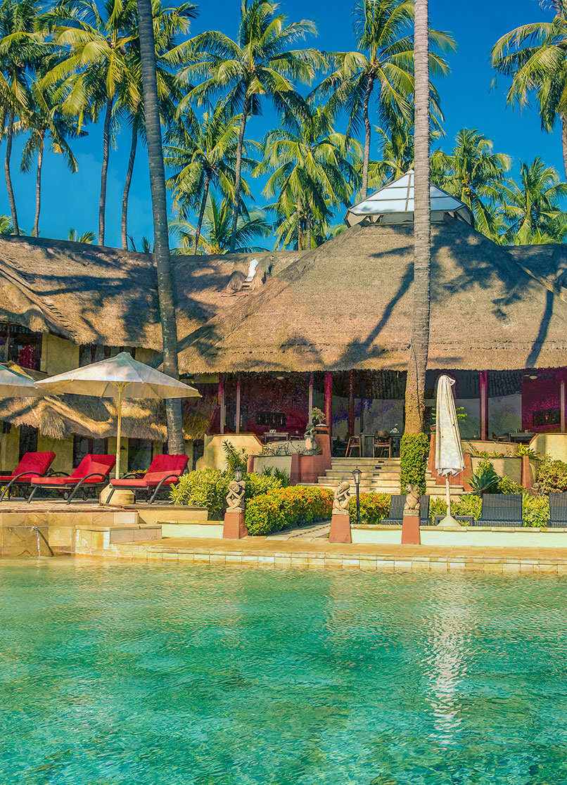 Haupthaus des Bali Villa Dive Resort.