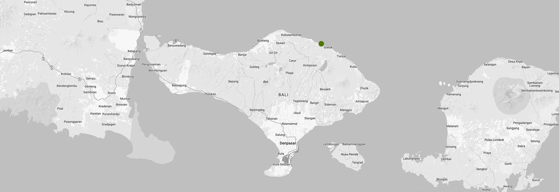 Karte von Bali mit Lage des Bali Villa Dive Resort.